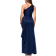 Xscape Flo Long Techno Scuba One Shoulder Ruffle Dress - Midnight