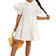 Shein Young Girl Woven Solid Color Elegant Puff Sleeve Ruffle Hem Doll Dress