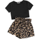 Shein Girls Crop Tee and Paperbag Waist Shorts Set