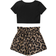 Shein Girls Crop Tee and Paperbag Waist Shorts Set