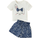 Shein Toddler Girls Cartoon Graphic Bow Front Tee & Dalmatian Print Shorts