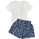 Shein Toddler Girls Cartoon Graphic Bow Front Tee & Dalmatian Print Shorts