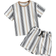 Shein Young Boy Striped Graphic Tee Shorts Set