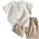 Shein Toddler Boys Half Button Tee & Roll Up Hem Shorts