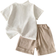 Shein Toddler Boys Half Button Tee & Roll Up Hem Shorts