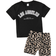 Shein Toddler Girls Slogan & Leopard Print Tee & Shorts
