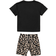 Shein Toddler Girls Slogan & Leopard Print Tee & Shorts