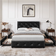 Yaheetech Polsterbett Doppelbett aus Kunstleder 140 x 200 cm Schwarz Bettrahmen 140 x 200cm