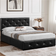 Yaheetech Polsterbett Doppelbett aus Kunstleder 140 x 200 cm Schwarz Bettrahmen 140 x 200cm