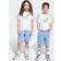 adidas Minecraft Tee and Short Set - Off White/Clear Blue
