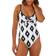 Accessorize Monochrome Print Tie Front Swimsuit - Ivory