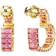 Swarovski Matrix Gold Heart Shape Pink Baguette Crystal Hoop Earrings
