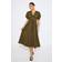 South Beach Tie Front Short Sleeve Midi Dress - Khaki