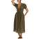 South Beach Tie Front Short Sleeve Midi Dress - Khaki