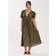 South Beach Tie Front Short Sleeve Midi Dress - Khaki