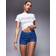 River Island Figursydda Korta Shorts Med Mellanblå Tvätt
