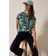 Cecil Damen Print-Shirt Mit Knopfdetail - Grün/Blau
