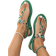 Shein Green Rhinestone Soft Bottom Clip Toe Sandals Women Summer AntiSlip Lightweight Roman Style Flat Sandals For Ladies