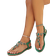 Shein Green Rhinestone Soft Bottom Clip Toe Sandals Women Summer AntiSlip Lightweight Roman Style Flat Sandals For Ladies