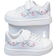 Shein pair Kids Classic Hook And Loop Casual White Shoes With Cartoon Embroidery Decor Breathable Comfortable Canvas Sneakers For Boys Girls