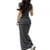 Shein Black And White Striped Round Neck Short Sleeve Fitted Long Dress FallWinter