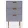 OHS Ribbed 3 Drawer Wood Grey Bedside Table 24x36cm