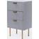 OHS Ribbed 3 Drawer Wood Grey Bedside Table 24x36cm