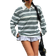 Shein Casual Everyday Green Stripe Print Polo Neck T-Shirt - Green