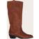 PrettyLittleThing Wide Fit Faux Suede Point Toe Knee High Western Boots - Chocolate
