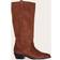 PrettyLittleThing Wide Fit Faux Suede Point Toe Knee High Western Boots - Chocolate