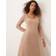 ASOS DESIGN Fluffig Midiklänning Med Djup Halsringning - Beige