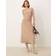 ASOS DESIGN Fluffig Midiklänning Med Djup Halsringning - Beige