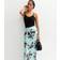 New Look Floral Print Satin Midi Skirt - Blue