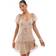 New Look frill skirt mini dress in brown floral pattern-Pink