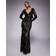 Goddiva Sequin Leaf Long Sleeve Maxi Dress - Black
