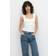 Gina Tricot Tight Rib Top Linnen - Vit