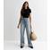 New Look Women's Relaxed Turn Up Wide Leg Jeans - Mid Blue