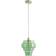 ValueLights Lane Green Glass 5 Tier Layered Shade Brushed Chrome Single Ceiling Light Pendant Lamp