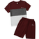 Shein Boys Letter Graphic Colorblock Tee and Track Shorts Set