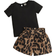 Shein Baby Girl Keyhole Back Tee Leopard Print Paperbag Waist Shorts