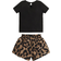 Shein Baby Girl Keyhole Back Tee Leopard Print Paperbag Waist Shorts