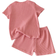 Shein Toddler Girls Letter Patched Detail Tee & Shorts