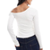 Stradivarius STR Ribstrikket Top Med Asymmetrisk Hals - Hvid