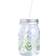 Kop & Kande Med Låg Og Sugerør Blomsterprint 45 cl Kruskrukke 45cl