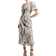 River Island Womens Cream Abstract Tie Front Swing Midi Dress