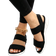 Shein Women Double Band Sport Sandals, Sporty Summer Black Fabric Sandals