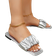 Shein Metallic Ruched Single Band Slide Sandals, Silver Party Solid Color Slippers