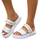 Shein Women Quilted Decor Flat Sandals, Fashion White Slide Sandals