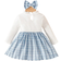 Shein Baby Girls' Long Sleeve Patchwork Dress - Blue Plaid/White