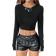 Shein Solid Color Long Sleeve Chinese Dragon Net Mesh Backless YK Going Out Fall Graphics Woman Black TShirt